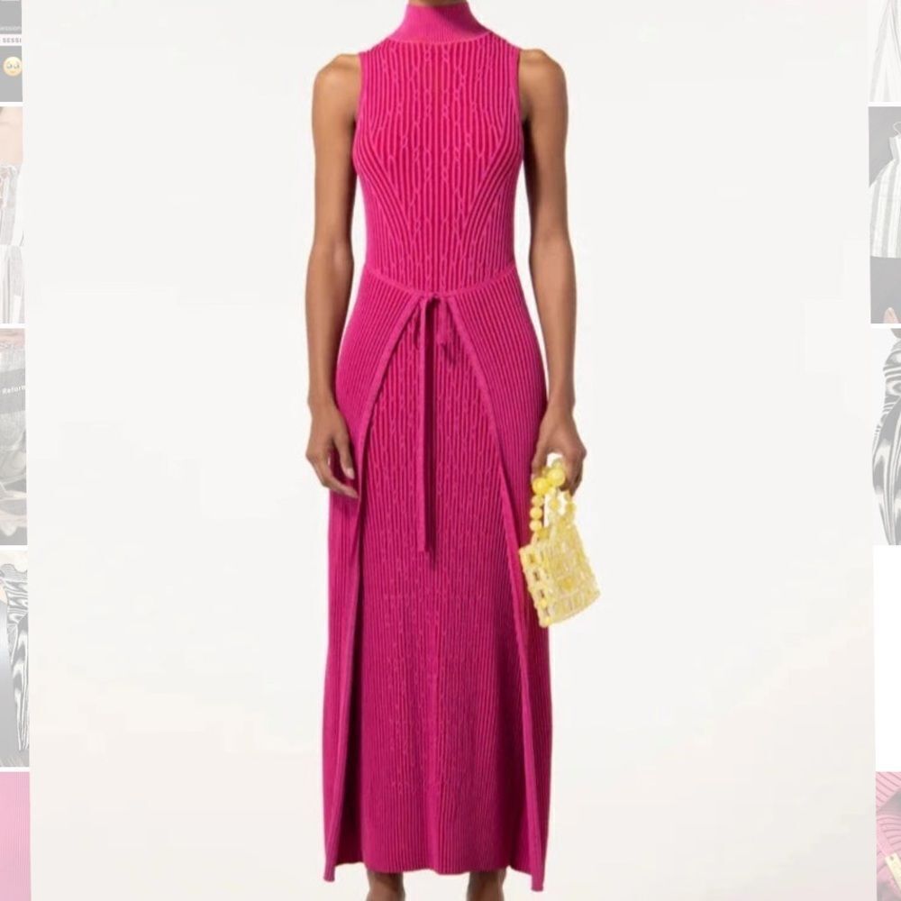 Cult Gaia Fuchsia Knit Maxi Dress